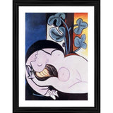 Multicolor wood-framed painting "Nude in a Black Chair" (1932), lightweight wall mount, 14"x18" size