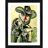 Multicolor wood framed painting of Fatherhood 1971, lightweight for wall mount