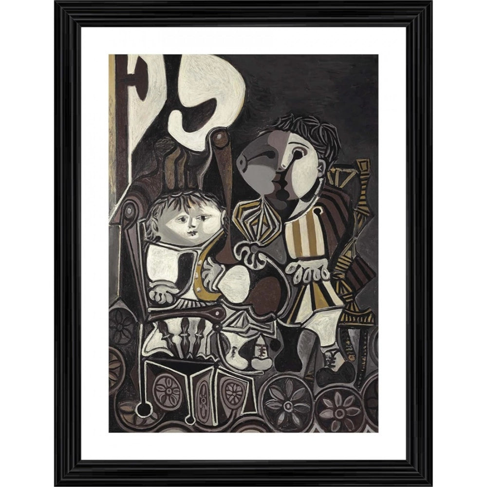 Multicolor wood-framed Claude and Paloma 1954 painting photo frame (14x18 inches), lightweight for wall mount