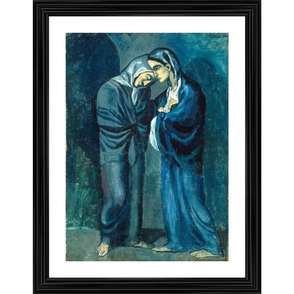 Multicolor wood framed painting 'The Two Sisters 1902' on wall mount, lightweight and vibrant art piece