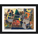 Multicolor wood frame featuring Village Horse & Chariot painting, 14"x18", lightweight wall mount