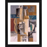 Multi-colored wood framed painting featuring Guitar & Violin (1912) with lightweight wall mount