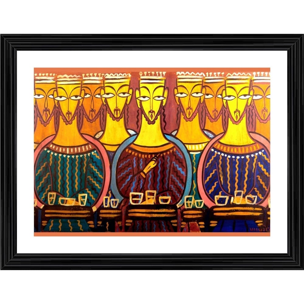 Multicolor wood framed Last Supper painting, lightweight wall mount for home decor
