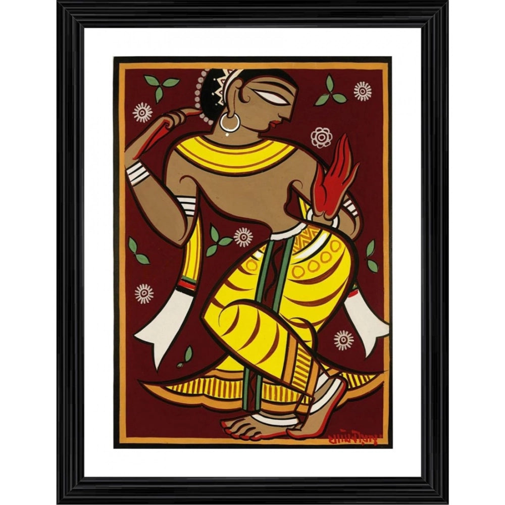 Multicolor wood-framed Dancing Woman 3 painting, lightweight wall-mounted artwork for home decor (14x18)