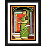 Multicolor wood photo frame featuring Yashoda painting, lightweight for wall mount, 14x18 size