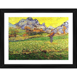 Multicolor wood framed Meadow in the Mountains Saint Paul 1889 painting with lightweight wall mount