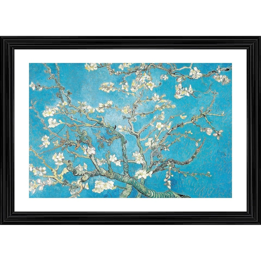 Multicolor wood framed Almond Blossom 1890 painting, lightweight wall-mounted artwork for home decor