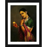 Multicolor wood framed painting of 'The Coquette Lady with a Fruit' (1893), lightweight for wall mounting