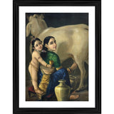 Multicolor wood framed painting of Yashoda Bal Krishna with ornaments (1870), lightweight wall mount, 14"x18" size
