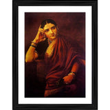 Multicolor wood-framed Maharashtrian Woman 1893 painting, lightweight wall mount art for home decor (14"x18")