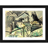 Multicolor wood framed landscape painting (1972) with lightweight wall mount, 14"x18" size