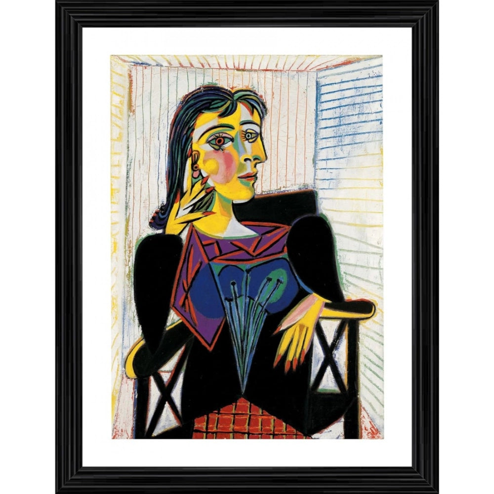 Multi-colored wood framed Portrait of Dora Maar 1937 Painting, lightweight for wall mount