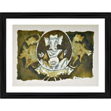 Multicolor wood-framed Shree Ganesh painting, lightweight for wall mounting (14x18")