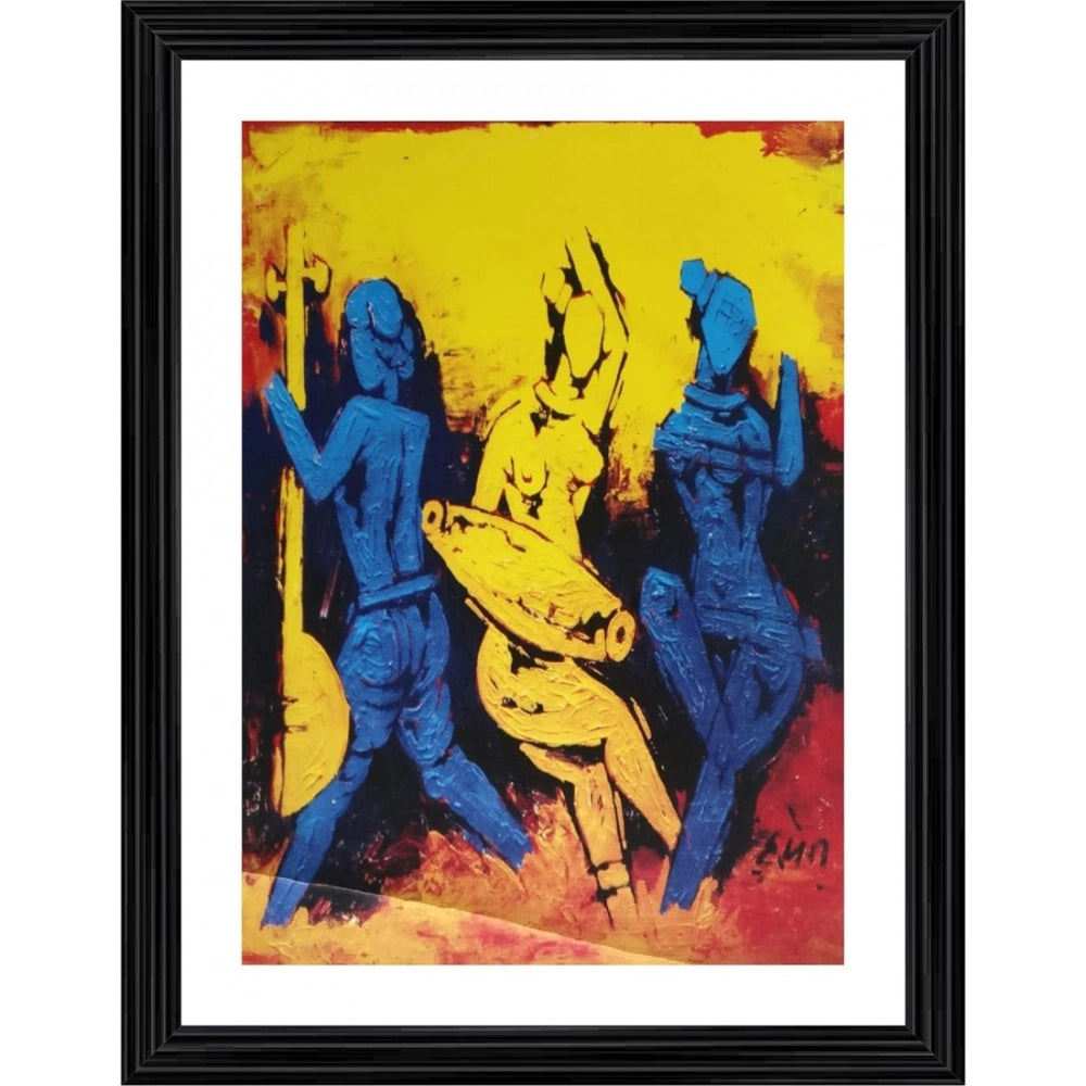 Multicolor wood framed photo frame featuring dancers painting, lightweight for wall mount