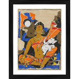 Multicolor wood-framed Goddess Lakshmi painting, lightweight for wall mount (14"x18")