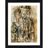 Multi-colored wood framed painting of a man with a violin, 14"x18", lightweight wall mount