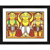 Multicolor wood framed Three Musicians painting photo frame, lightweight wall mount for home decor