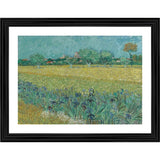Multicolor wooden framed photo frame with Van Gogh's "Field with Irises near Arles" painting, lightweight for wall mounting