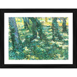 Multicolor wood framed Undergrowth 1889 painting with lightweight wall mount, artwork may appear differently due to lighting conditions and screens
