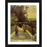 Multicolor wooden framed painting of Sloping Path in Montmartre (1886) for wall mount, lightweight design