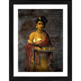 Multicolor wooden framed Maharani of Travancore 1887 painting with wall-mounted photo frame, vibrant artwork on display