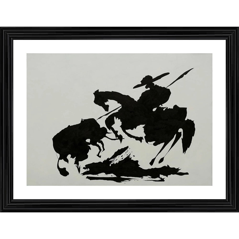 Multicolor wood bullfight painting framed art, lightweight and suitable for wall mount (14"x18")