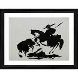 Multicolor wood bullfight painting framed art, lightweight and suitable for wall mount (14"x18")