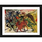 Multicolor wood-framed Bullfight 5 painting, vibrant art with lightweight wall mount, 14"x18" size