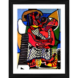 Multicolor wood framed Le Baiser painting with lightweight wall mount, 14"x18" size