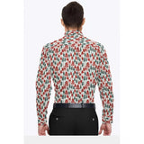 Men's cotton blended printed full sleeve multicolor shirt on mannequin