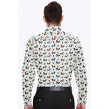 Multicolor cotton-blended printed men's full sleeve shirt on hanger