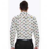 Multicolor printed cotton blended men's full sleeve shirt on model