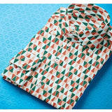 Multicolor cotton blended printed full sleeve shirt for men on hanger