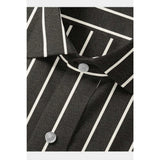 Black-White striped cotton blended full sleeve shirt for men on a hanger
