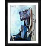 Multicolor wood framed Portrait of Sylvette 1954 painting with lightweight wall mount, 14"x18" size