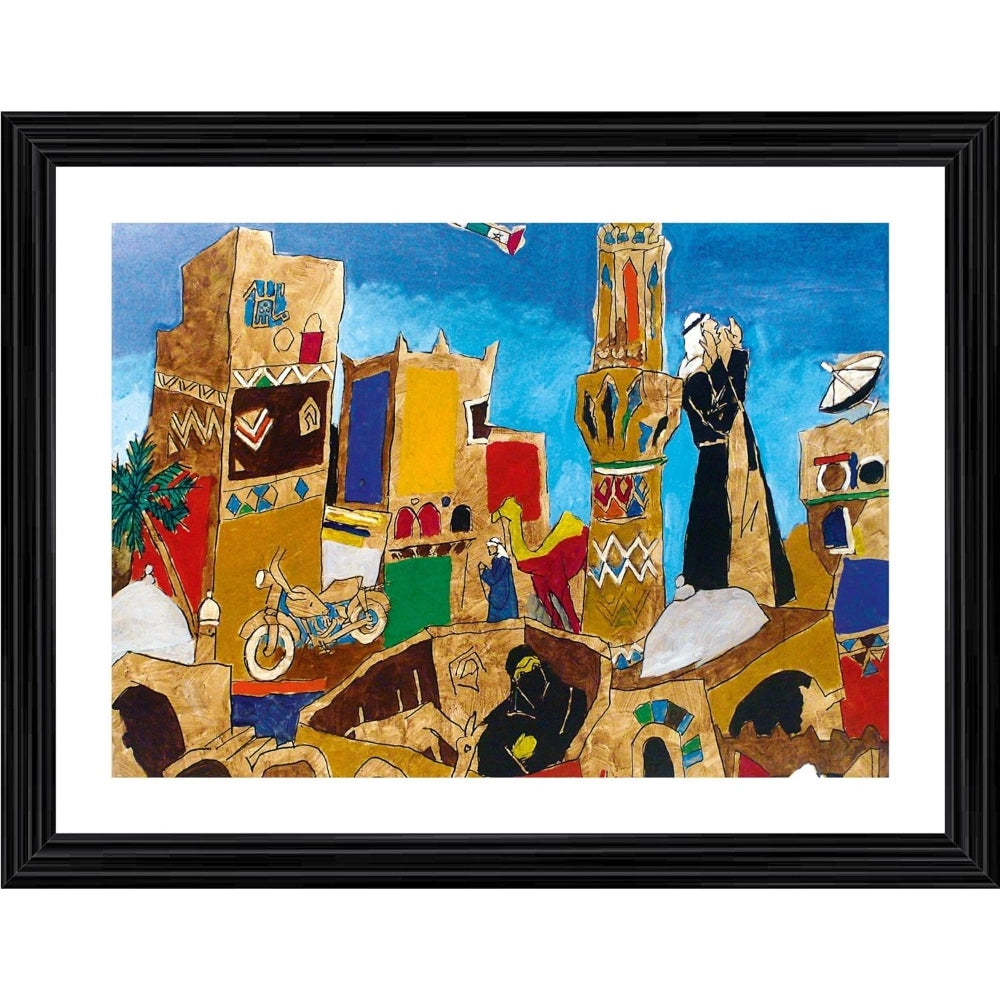 Multicolor wooden framed photo frame featuring "The Culture 2 - Painting With Wood," lightweight for easy wall mounting