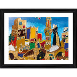 Multicolor wooden framed photo frame featuring "The Culture 2 - Painting With Wood," lightweight for easy wall mounting