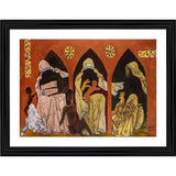 Multicolor Mother Teresa Goddess of Love painting with lightweight wood photo frame (14x18"), wall-mounted on display stand