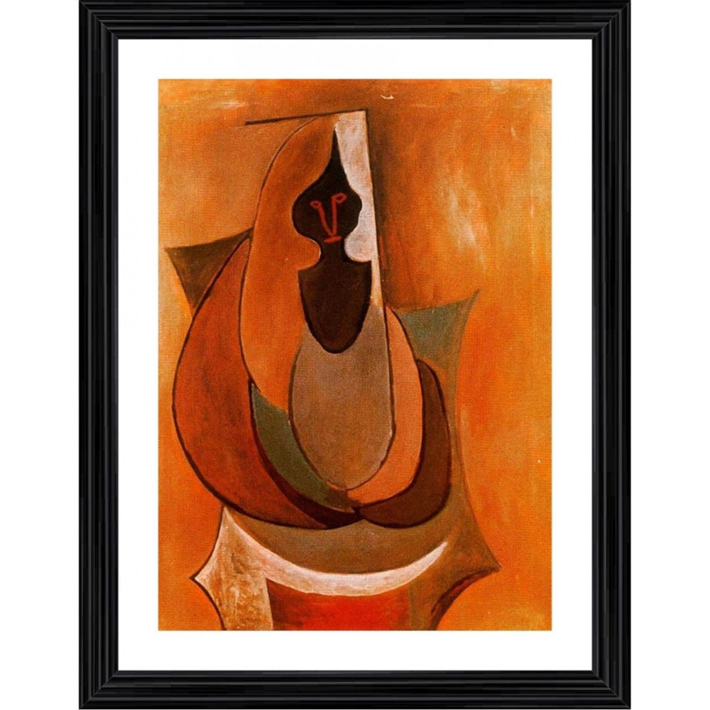 Multicolor wood-framed Cubist Person 1917 painting, lightweight wall-mounted art piece for home decor