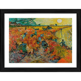 Multicolor wood framed painting "The Red Wineyard 1888" on wall mount, lightweight art piece with vibrant colors