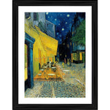 Multicolor wood framed painting of Terrace at Night 1888, lightweight wall mount for display