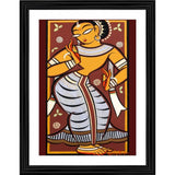 Multicolor wood framed painting of a dancing woman, lightweight wall mount for home decor