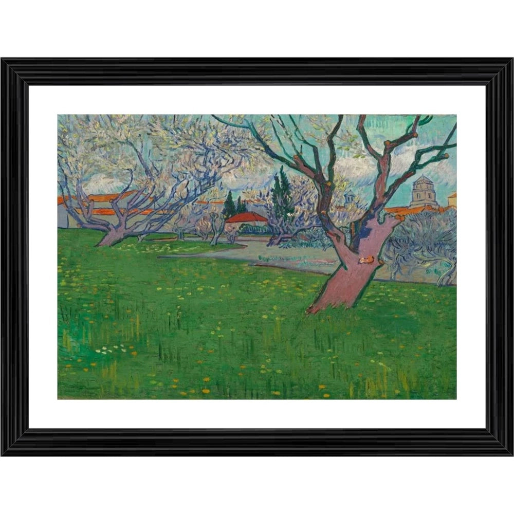 Multicolor wood framed painting "Orchards in Blossom" 1889, lightweight wall mount for home decor