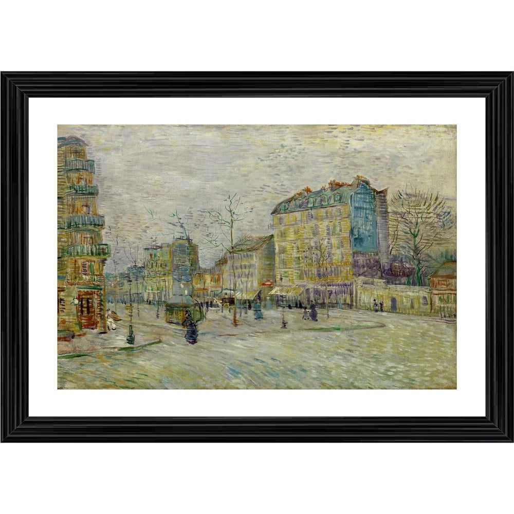 Multicolor wood-framed Boulevard de Clichy 1887 painting with lightweight wall mount, vibrant art display