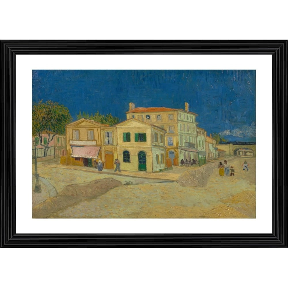 Multi-colored wood frame featuring 'The Yellow House 1888 Painting', lightweight wall mount for home decor