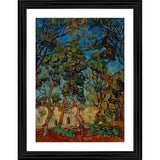 Multicolor wood-framed painting of Pine Trees in Asylum Garden (1889), wall-mounted with lightweight design