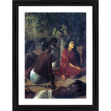 Multicolor wood-framed painting "Sita In Ashoka Grove 1890" for wall mount, lightweight design