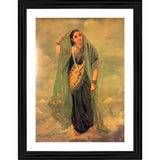 Multicolor wood framed Rambha 1896 painting, lightweight wall-mounted art display (14x18")