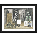 Multicolor wood framed painting 'The Studio at La Colifornie 1956' with lightweight wall mount, 14x18 inches