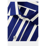 White-Blue striped cotton blended full sleeve shirt for men on hanger